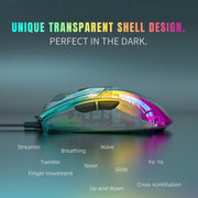X400 7 Keys Transparent RGB Wired Gaming Mouse (Black)