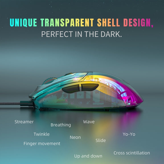 X400 7 Keys Transparent RGB Wired Gaming Mouse (Black)