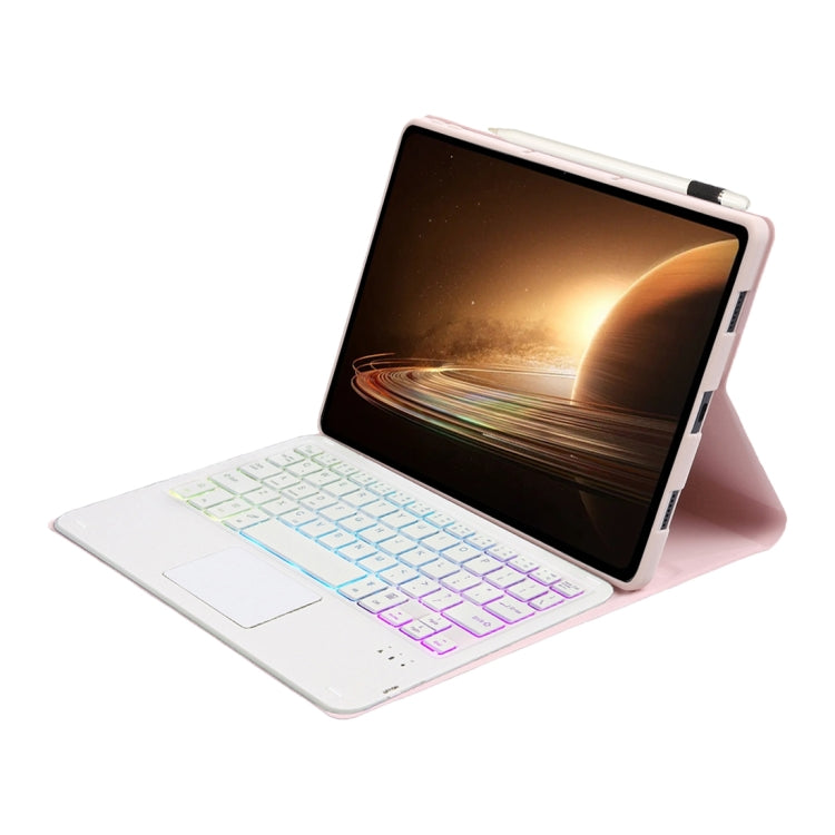 For OPPO Pad 2 11.61 inch 2023 OP13-AS Lambskin Texture Ultra-thin Detachable Backlight Bluetooth Keyboard Leather Case with Touchpad(Pink)