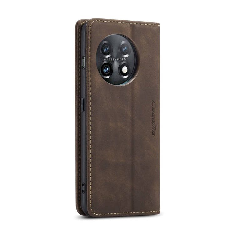 For OnePlus 11 CaseMe 013 Multifunctional Horizontal Flip Leather Phone Case(Coffee)
