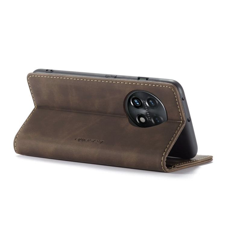 For OnePlus 11 CaseMe 013 Multifunctional Horizontal Flip Leather Phone Case(Coffee)