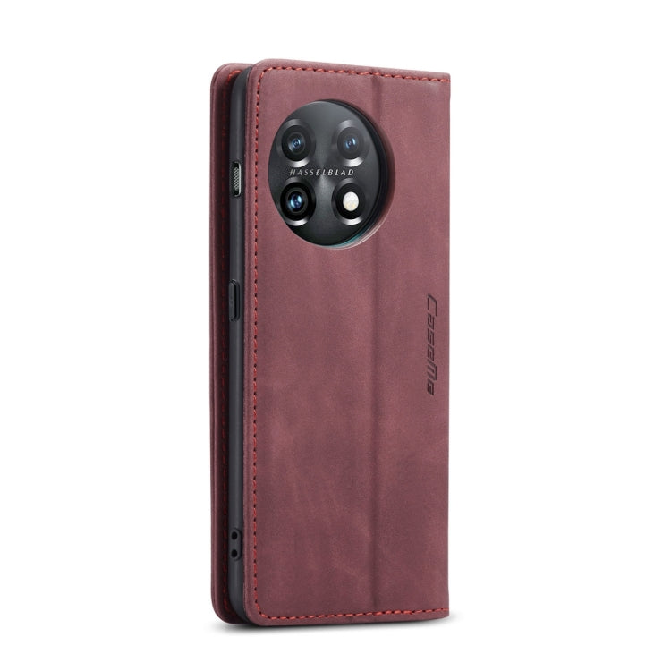 For OnePlus 11 CaseMe 013 Multifunctional Horizontal Flip Leather Phone Case(Wine Red)