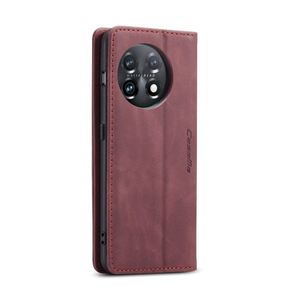 For OnePlus 11 CaseMe 013 Multifunctional Horizontal Flip Leather Phone Case(Wine Red)