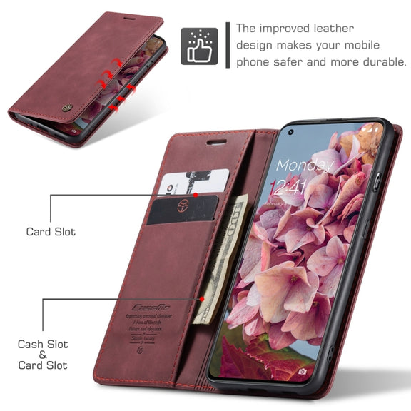 For OnePlus 11 CaseMe 013 Multifunctional Horizontal Flip Leather Phone Case(Wine Red)