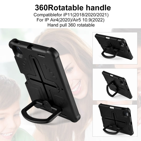 Shield 360 Rotation Handle EVA Shockproof PC Tablet Case For iPad Air 11 2024/Pro 11 2018/2020/2021/Air 4/Air 5 10.9(Black)