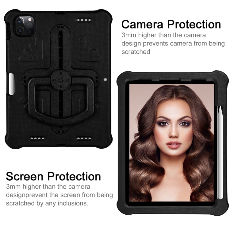 Shield 360 Rotation Handle EVA Shockproof PC Tablet Case For iPad Air 11 2024/Pro 11 2018/2020/2021/Air 4/Air 5 10.9(Black)