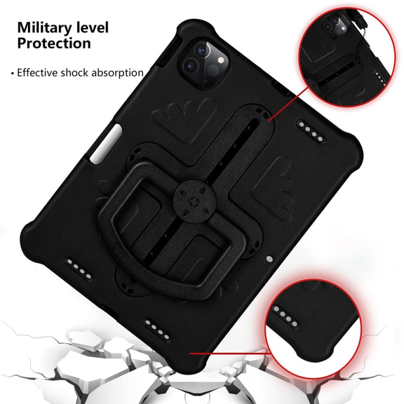 Shield 360 Rotation Handle EVA Shockproof PC Tablet Case For iPad Air 11 2024/Pro 11 2018/2020/2021/Air 4/Air 5 10.9(Black)