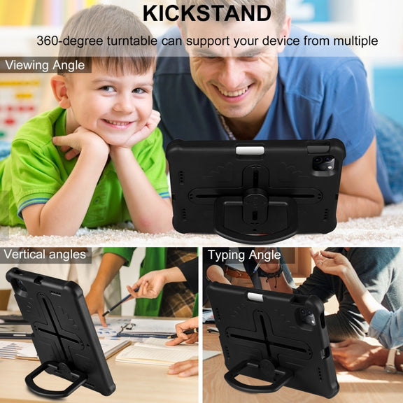 Shield 360 Rotation Handle EVA Shockproof PC Tablet Case For iPad Air 11 2024/Pro 11 2018/2020/2021/Air 4/Air 5 10.9(Black)