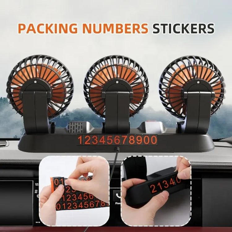 F4310 360-Degree Rotating Adjustable Car Three-Head Fan, Style:5V USB Universal