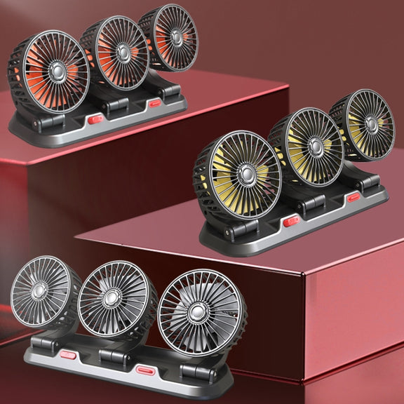 F4310 360-Degree Rotating Adjustable Car Three-Head Fan, Style:5V USB Universal
