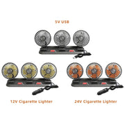 F4310 360-Degree Rotating Adjustable Car Three-Head Fan, Style:5V USB Universal