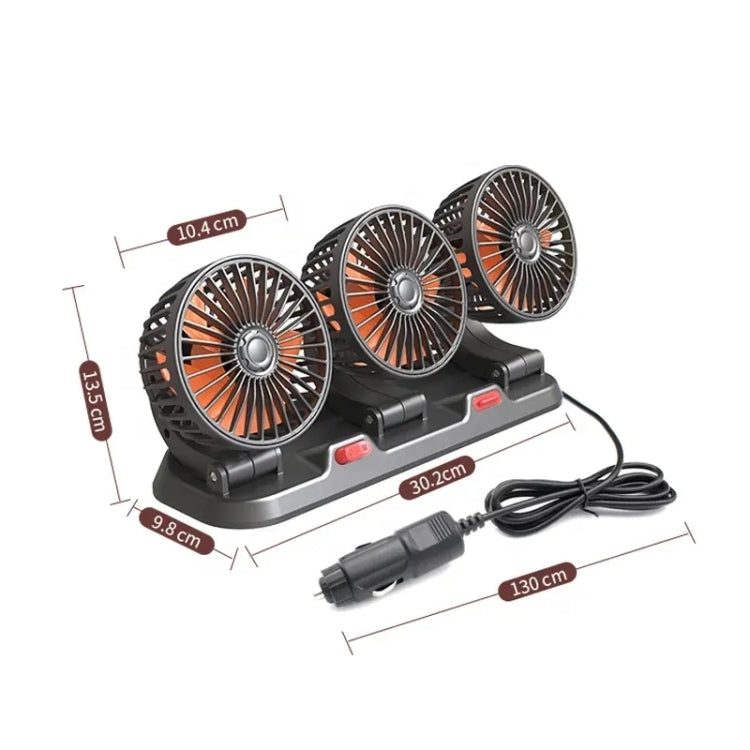 F4310 360-Degree Rotating Adjustable Car Three-Head Fan, Style:5V USB Universal