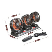 F4310 360-Degree Rotating Adjustable Car Three-Head Fan, Style:5V USB Universal