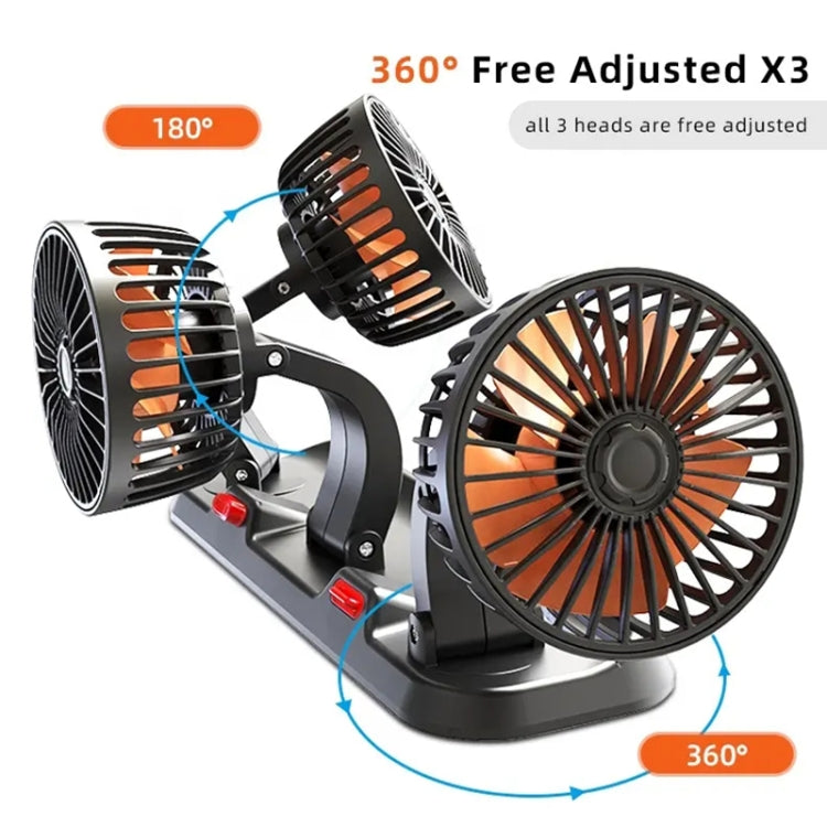 F4310 360-Degree Rotating Adjustable Car Three-Head Fan, Style:5V USB Universal