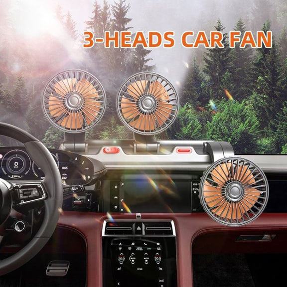 F4310 360-Degree Rotating Adjustable Car Three-Head Fan, Style:5V USB Universal