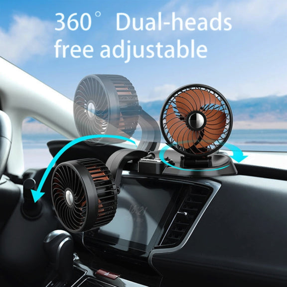 F622 Car Creative Folding Rotatable Double Head Electric Cooling Fan, Style:USB Universal