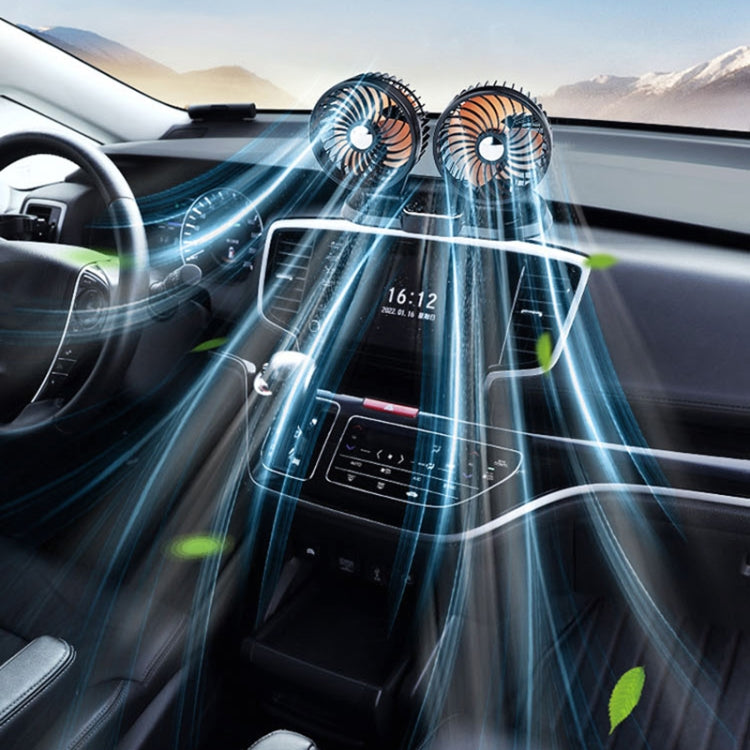 F622 Car Creative Folding Rotatable Double Head Electric Cooling Fan, Style:USB Universal