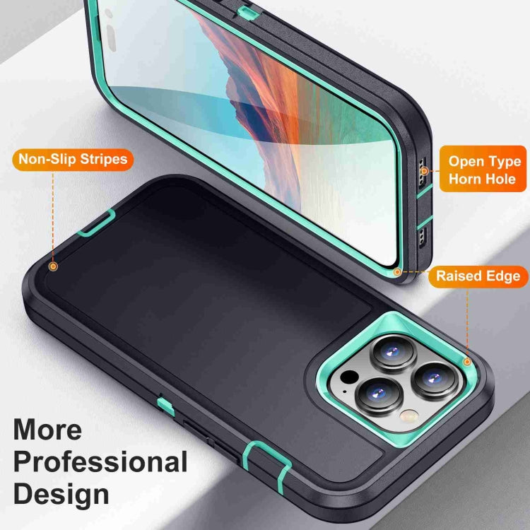For iPhone 14 Pro Max Life Water-resistant Rugged Phone Case(Dark Blue + Light Blue)