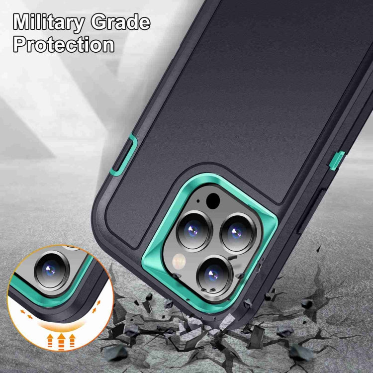 For iPhone 14 Pro Max Life Water-resistant Rugged Phone Case(Dark Blue + Light Blue)