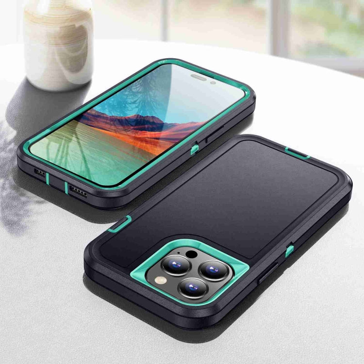 For iPhone 14 Pro Max Life Water-resistant Rugged Phone Case(Dark Blue + Light Blue)