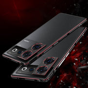 For ZTE nubia Z50 Ultra LK Aurora Metal Frame Phone Case with Lens Cover(Black Silver)