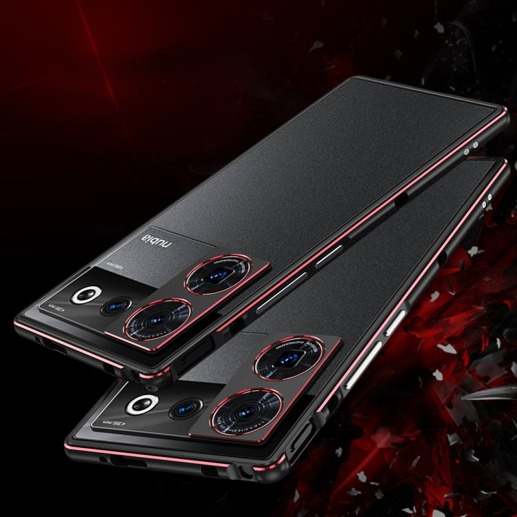 For ZTE nubia Z50 Ultra LK Aurora Metal Frame Phone Case with Lens Cover(Black Silver)