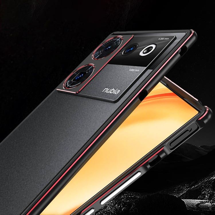For ZTE nubia Z50 Ultra LK Aurora Metal Frame Phone Case with Lens Cover(Black Silver)