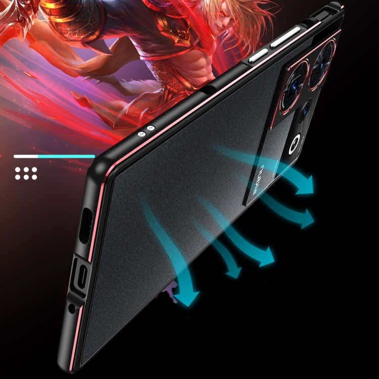 For ZTE nubia Z50 Ultra LK Aurora Metal Frame Phone Case with Lens Cover(Blue Silver)