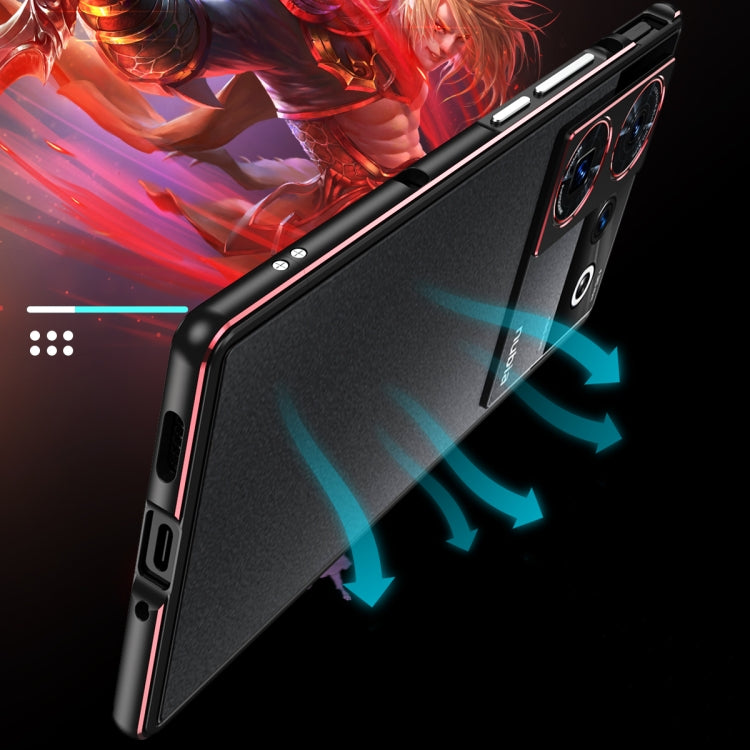 For ZTE nubia Z50 Ultra LK Aurora Metal Frame Phone Case with Lens Cover(Black Silver)