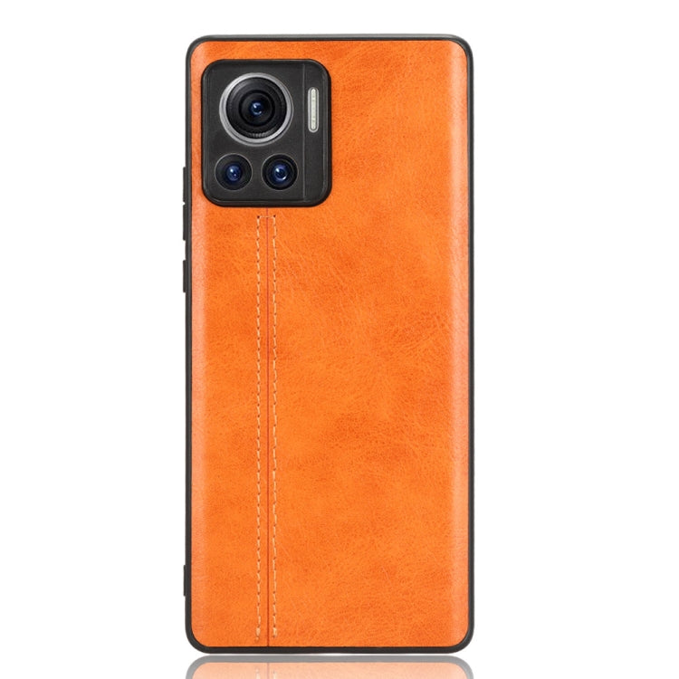For Motorola Edge 30 Ultra / Moto X30 Pro Sewing Cow Pattern Skin PC + PU + TPU Phone Case(Orange)