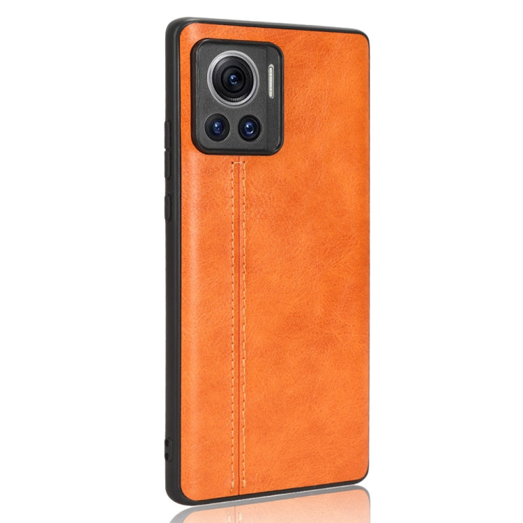 For Motorola Edge 30 Ultra / Moto X30 Pro Sewing Cow Pattern Skin PC + PU + TPU Phone Case(Orange)