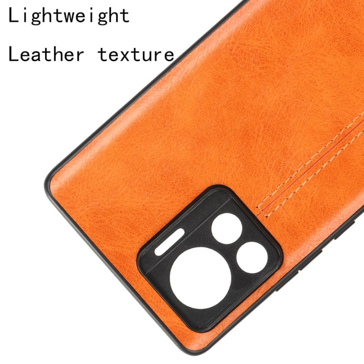 For Motorola Edge 30 Ultra / Moto X30 Pro Sewing Cow Pattern Skin PC + PU + TPU Phone Case(Orange)