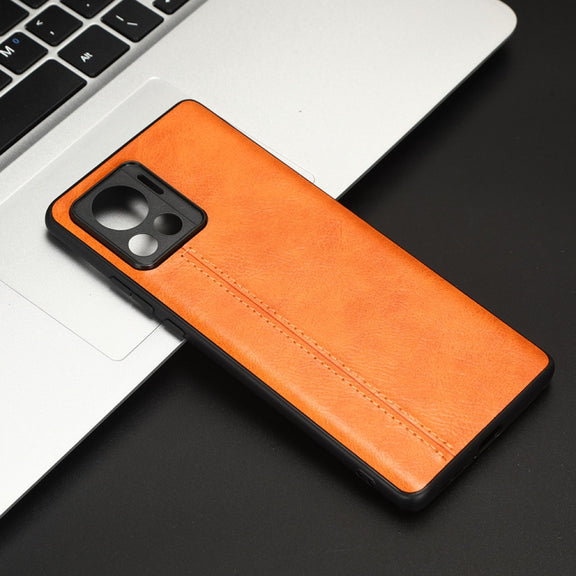 For Motorola Edge 30 Ultra / Moto X30 Pro Sewing Cow Pattern Skin PC + PU + TPU Phone Case(Orange)