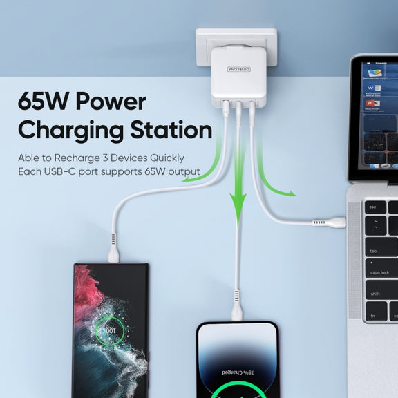 DUZZONA T9 65W Dual USB-C / Type-C+USB GaN Fast Charger, Specification:EU Plug