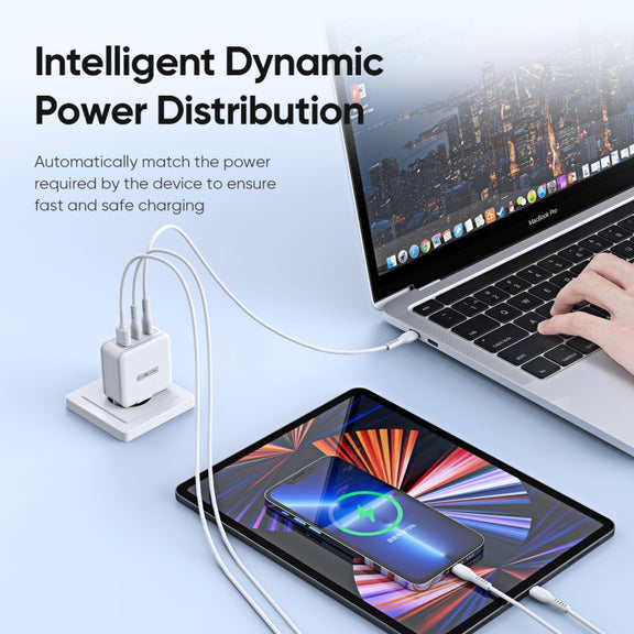 DUZZONA T9 65W Dual USB-C / Type-C+USB GaN Fast Charger, Specification:EU Plug