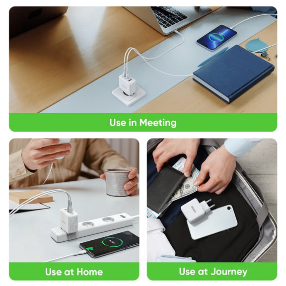 DUZZONA T9 65W Dual USB-C / Type-C+USB GaN Fast Charger, Specification:EU Plug