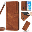 For Honor X7 4G / Play 30 Plus Skin Feel Stripe Pattern Leather Phone Case with Lanyard(Brown) - Honor Cases by PMC TechLife | Online Shopping South Africa | PMC TechLife