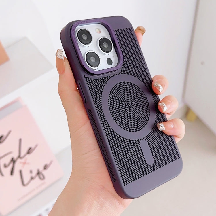 For iPhone 13 Grid Cooling MagSafe Magnetic Phone Case(Dark Purple)