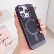 For iPhone 13 Grid Cooling MagSafe Magnetic Phone Case(Dark Purple)