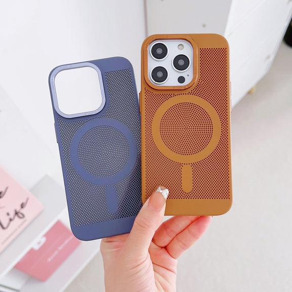 For iPhone 13 Grid Cooling MagSafe Magnetic Phone Case(Dark Purple)