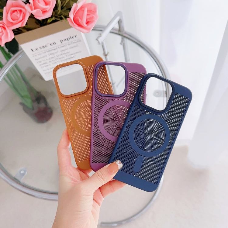 For iPhone 13 Grid Cooling MagSafe Magnetic Phone Case(Dark Purple)