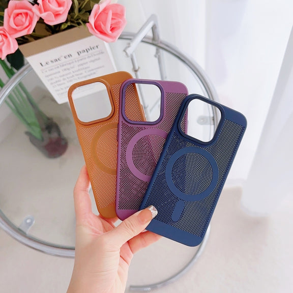 For iPhone 13 Grid Cooling MagSafe Magnetic Phone Case(Dark Purple)