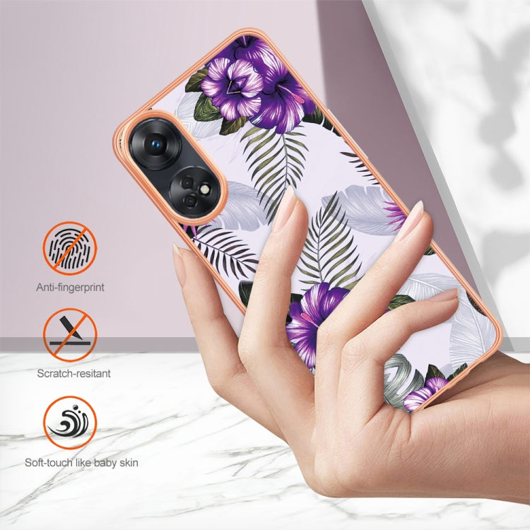For OPPO Reno8 T 4G Electroplating IMD TPU Phone Case(Purple Flower)