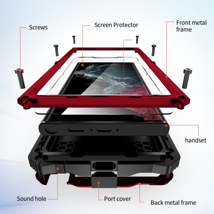 For Samsung Galaxy S22 Ultra 5G R-JUST RJ-56 3rd Gen Life Water-resistant Dustproof Shockproof Phone Case(Red)