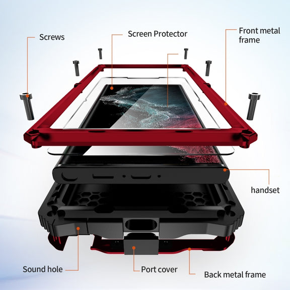For Samsung Galaxy S22 Ultra 5G R-JUST RJ-56 3rd Gen Life Water-resistant Dustproof Shockproof Phone Case(Red)