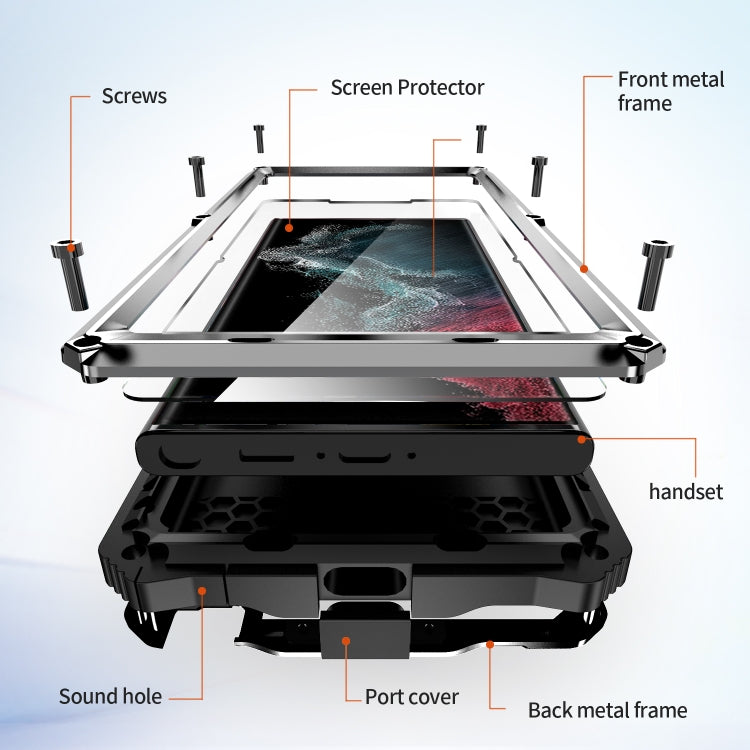 For Samsung Galaxy S22 Ultra 5G R-JUST RJ-56 3rd Gen Life Water-resistant Dustproof Shockproof Phone Case(Silver)