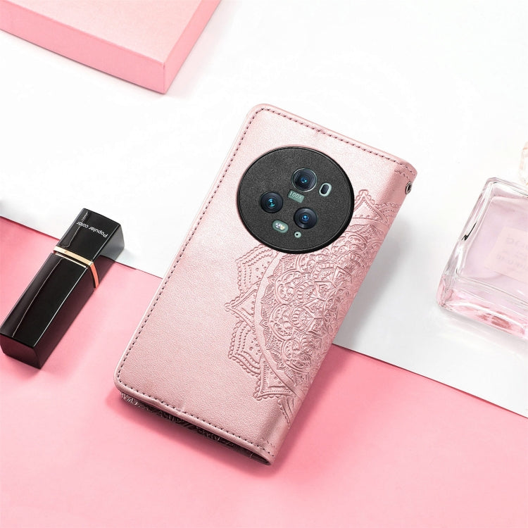 For Honor Magic5 Pro Mandala Flower Embossed Leather Phone Case(Rose Gold)