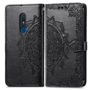 For Nokia C3 Mandala Flower Embossed Leather Phone Case(Black)