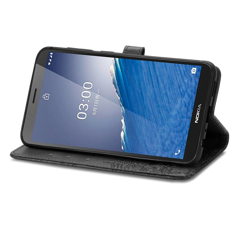 For Nokia C3 Mandala Flower Embossed Leather Phone Case(Black)
