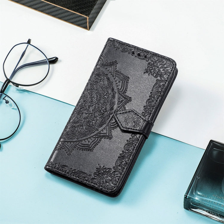 For Nokia C3 Mandala Flower Embossed Leather Phone Case(Black)